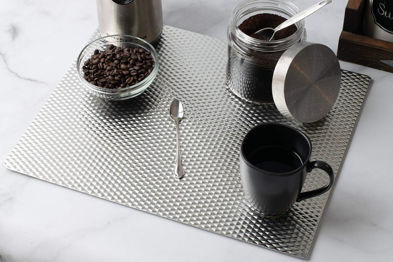 Range Kleen Heat Resistant, Non-Slip, Metal Counter/Table Protector Mat, Large - 14" x 17" - 2 Pack - Silver - Image 2